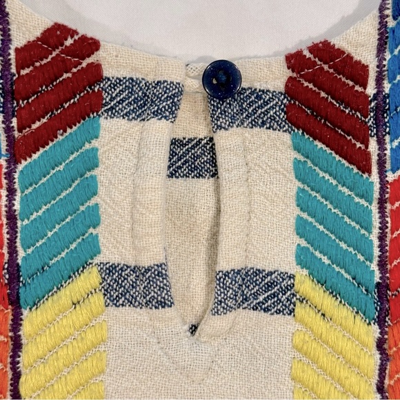 Pink Chicken Suri Dress Girls 4 4T Multicolor Embroidery Striped Cotton Canvas - Picture 5 of 8